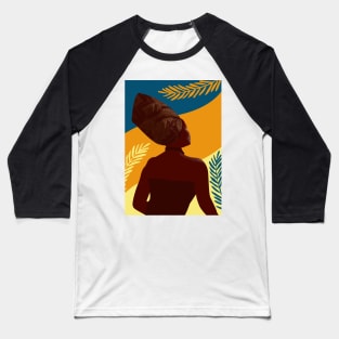 Black And Proud African Woman Head Wrap Baseball T-Shirt